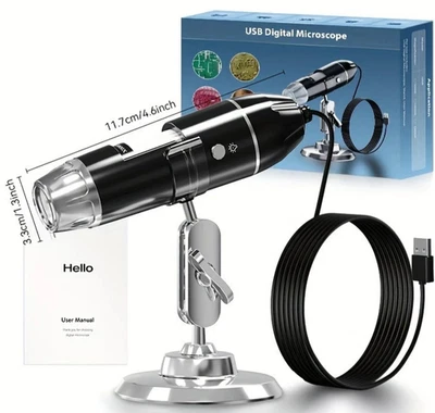 INSKAM 1600X LED Digital Microscope with Bracket Portable USB PC Electronic Microscope