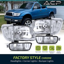 For 01-04 Tacoma Chrome Oe Style Headlights Bumper Clear Corner Signal Lamp Pair