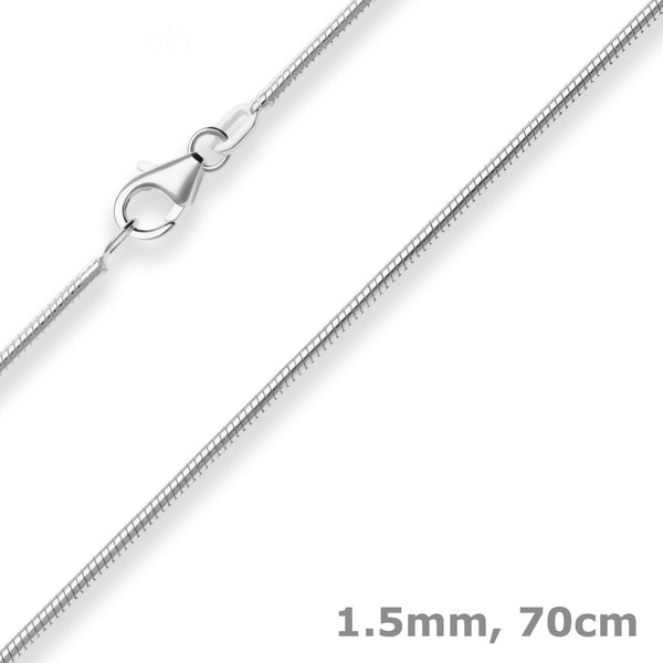 1,5Mm Schlangenkette Silberkette Collier Halskette Aus 925 Silber 70Cm-image