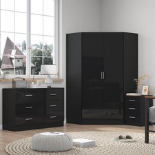REFLECT Corner + Chest of Drawers + 3 Drawer Bedside - Black/Black