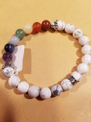 Chakra Bracelets Yoga Rock White Howlite Healing Crystal