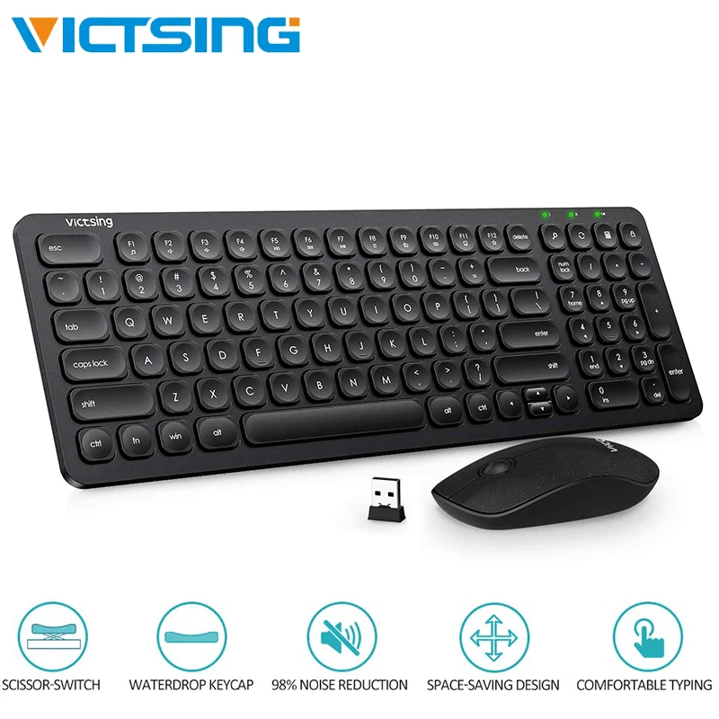 Wireless Keyboard And Mouse Set USB Dongle For PC Laptop Full Size 2.4GHz UK KEY - Image 2 of 4