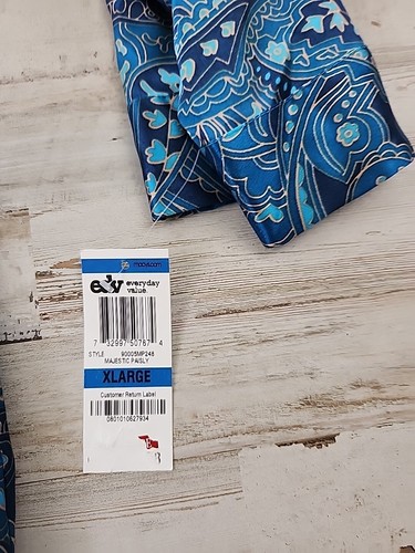 NEW Morgan Taylor Intimates Robe Extra Large Blue Aqua Paisley Satin Short Belt - Picture 2 of 9