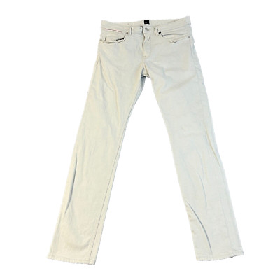 Hugo Boss Herren Jeans Slim Fit Stretch Off White Denim Zip Fly Delaware W32 L32
