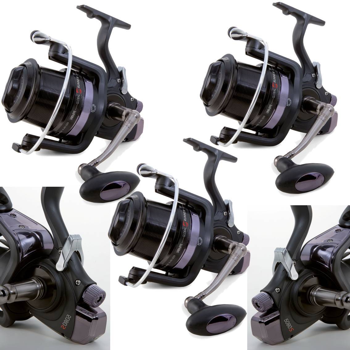 x Global Runner 6+1BB Big Pit Large Carp Fishing Reels B-Drag System  5080S New