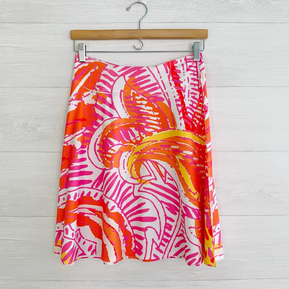 Before + Again - SILKY Rosa y Naranja Paisley Línea A Elástico Pull On Falda, XS Foto 4 de 4