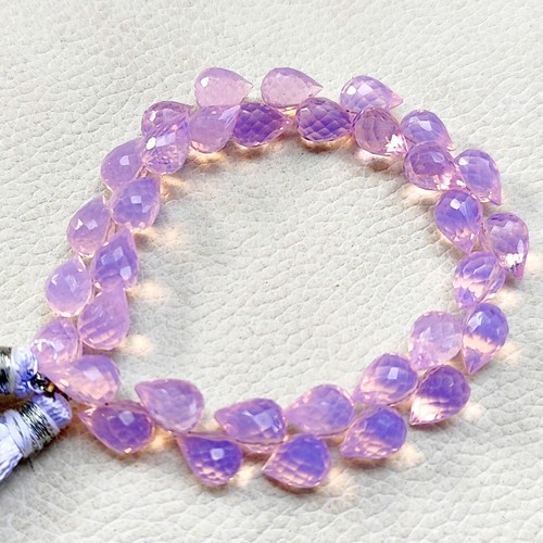 Lavender Color Quartz 9x6 to 10x7 mm Faceted Flower Bud Shape Beads 7" Strand - Picture 5 of 8