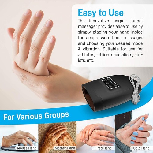 SereneLife Electric Acupressure Palm Hand Massager w/Air Pressure Heat Compress eBay