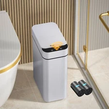 Bathroom Smart Touchless Trash Can for Kitchen 2.6 Gallon Automatic Motion Se...