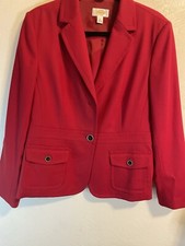 Talbots Women s Red Blazer 99 Wool Petite Size 12 Career Jacket Fully Lined
