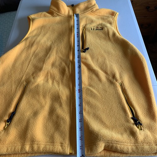 LL Bean: Men’s All Conditions Full Zip Fleece Vest Yellow • Medium: Mult Pockets - Picture 12 of 14