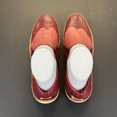 Ugg Hadria Croco Red Slip-on Sneaker Loafer Women Sz 8.5 Genuine Leather Upper