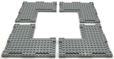Lego 4 New Light Bluish Gray Plates Modified Corner 16 x 16 w/ 7 x 7 Cutout