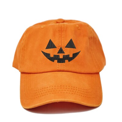 Halloween pumpkin face embroidered cotton baseball cap, pumpkin cap hat