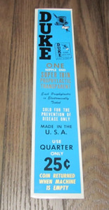 VINTAGE Condom Machine Decal Club Restrooms Gas Station Duke Prophylactics