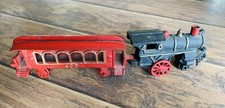 Vintage Collectible Cast Iron Locomotive and Passenger Train Car