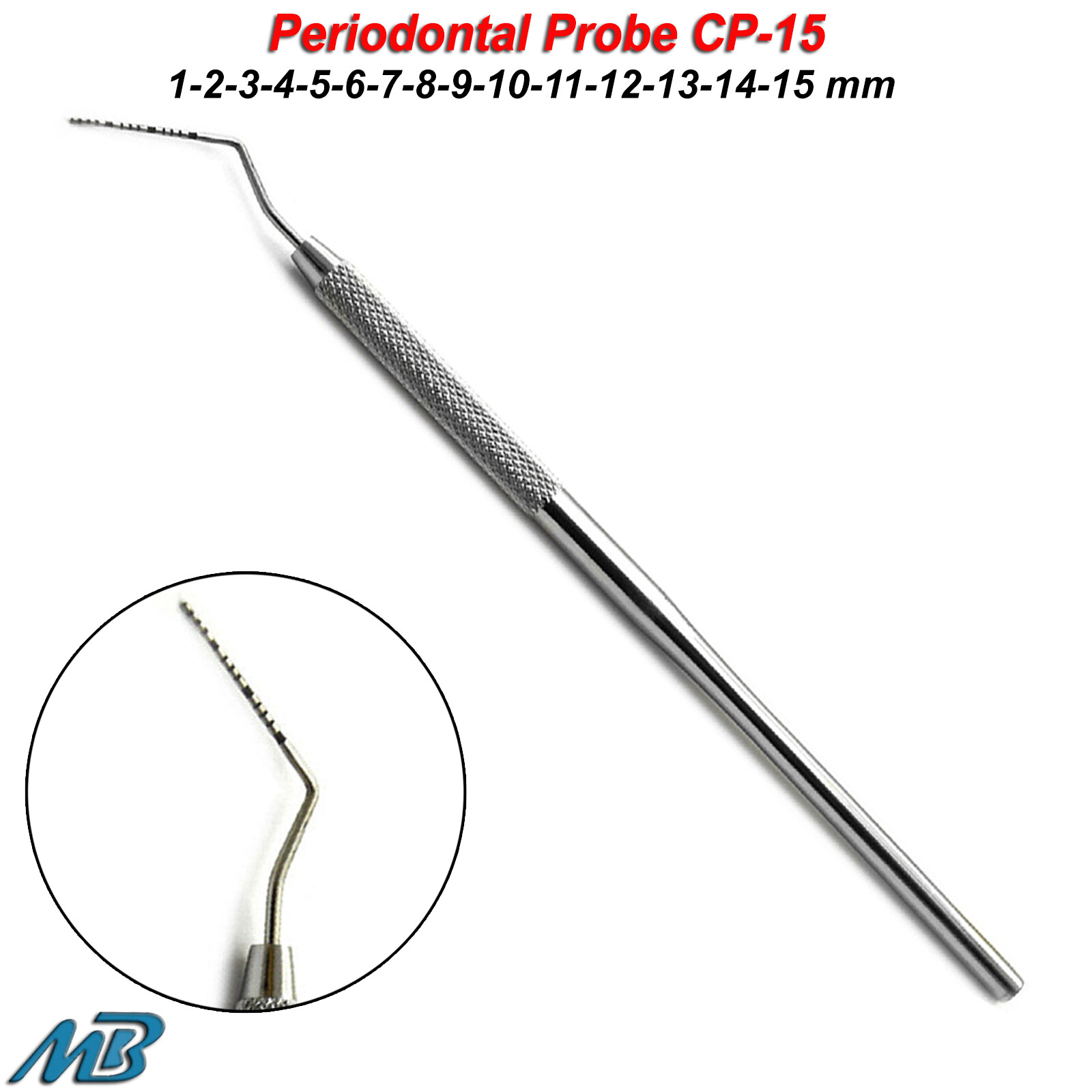 Periodontal Probes Color Coded Depth Measuring Dental Furcation Probe