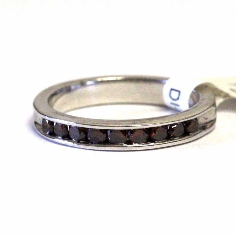 New 925 sterling silver .50ct red orange diamond womens channel band 3.2g ladies