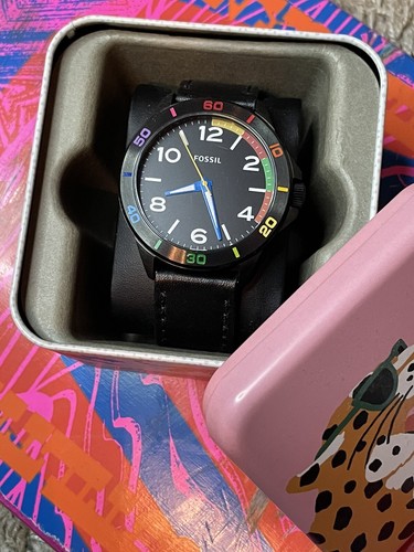 Custom Fossil Rainbow Watch 45mm BQ2356 Quartz - Picture 6 of 7