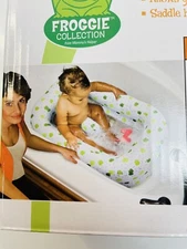 Mommy’s Helper Inflatable Bath Tub Froggie Collection, White/Green, 6-24 Months
