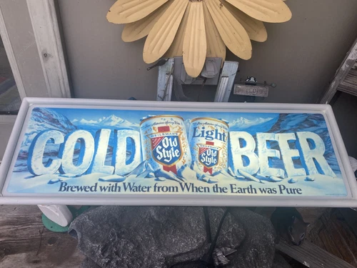 Vintage 1986 Heileman's Old Style Cold Beer Lighted Sign 30" NEW