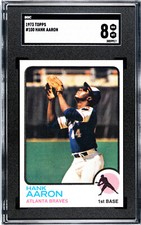 1973 Topps Baseball #100 Hank Aaron HOF Atlanta Braves Centered SGC 8 NM-MT