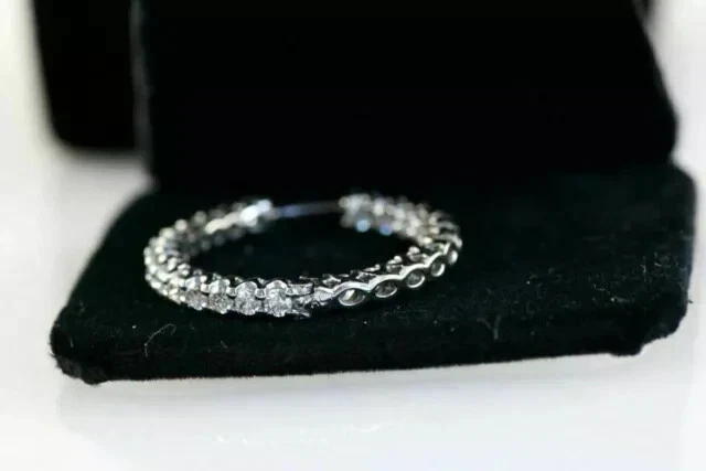2Ct Round Lab Created Diamond Inside Outside Hoop Earrings 14K White Gold Plated - Image 4 of 4
