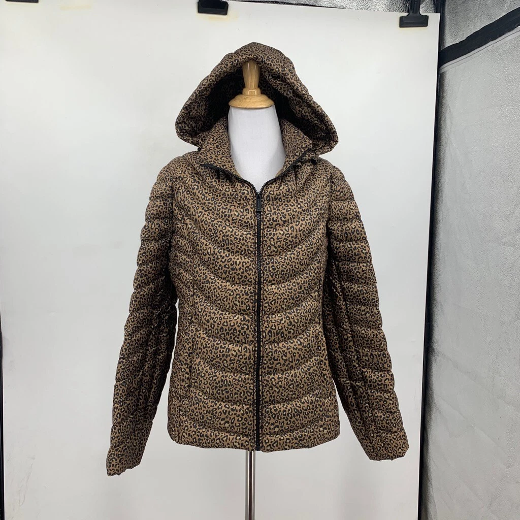 Giacca Michael Kors donna S piccola ghepardo impacchettabile piumino zip cappuccio staccabile