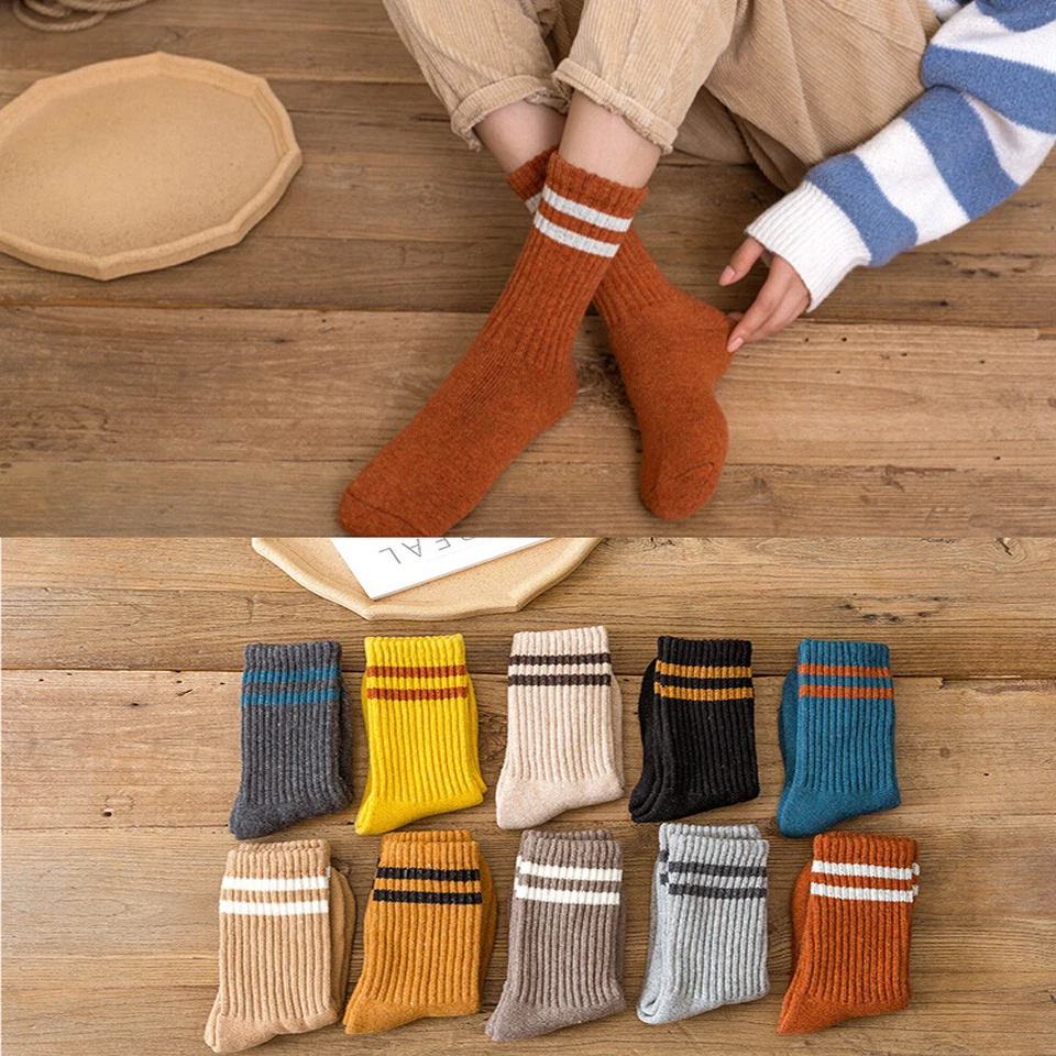 5/10 pares de calcetines de invierno de lana y cachemir para mujer gruesos cálidos informales suaves calcetines para dama Foto 2 de 4