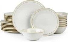 Aegean Stoneware Dinnerware Set for 8, Plates and Bowls Sets, 24 Pieces Scratch