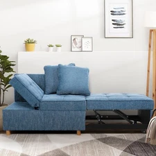 4-in-1 Folding Ottoman Sofa Bed Convertible Sleeper Chair w. Adjustable Backrest