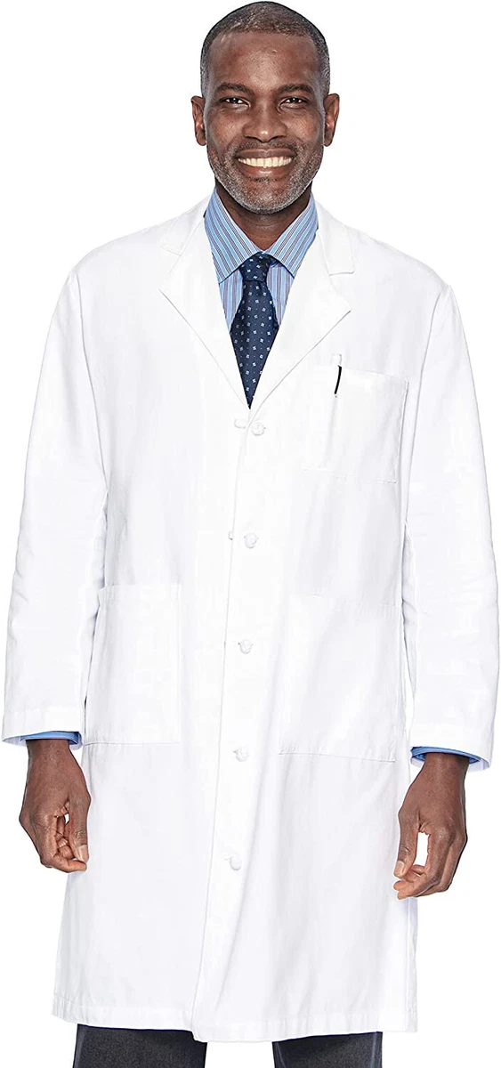 White Landau Full Length Lab Coat Doctor Mens Size 40 Relaxed Fit