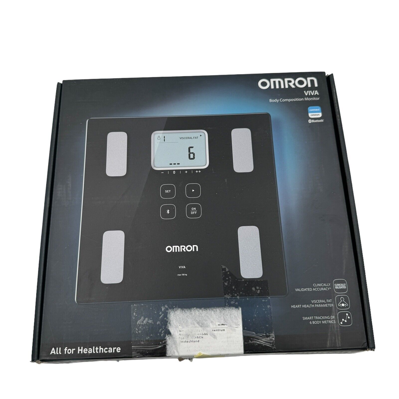 Die smarte Körperanalysewaage OMRON VIVA mit Bluetooth misst Körperfett Gewicht