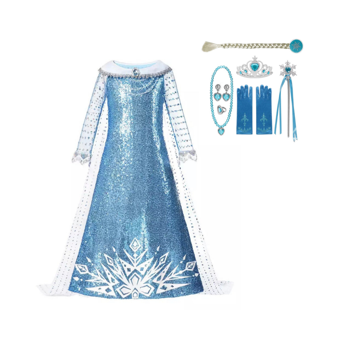 Elsa Blue Ice Queen Dress and Accessories, Perfect for a Frozen Birthday !