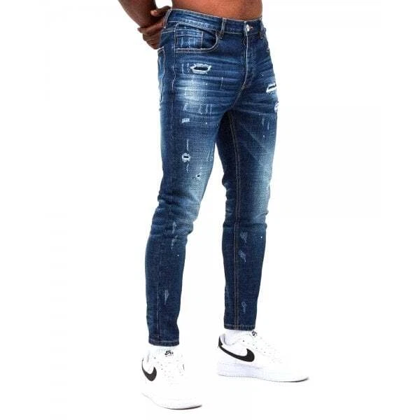 Kings Will Dream Rocket 2.0 Carrot Fit Mid Blue Wash Denim Ripped