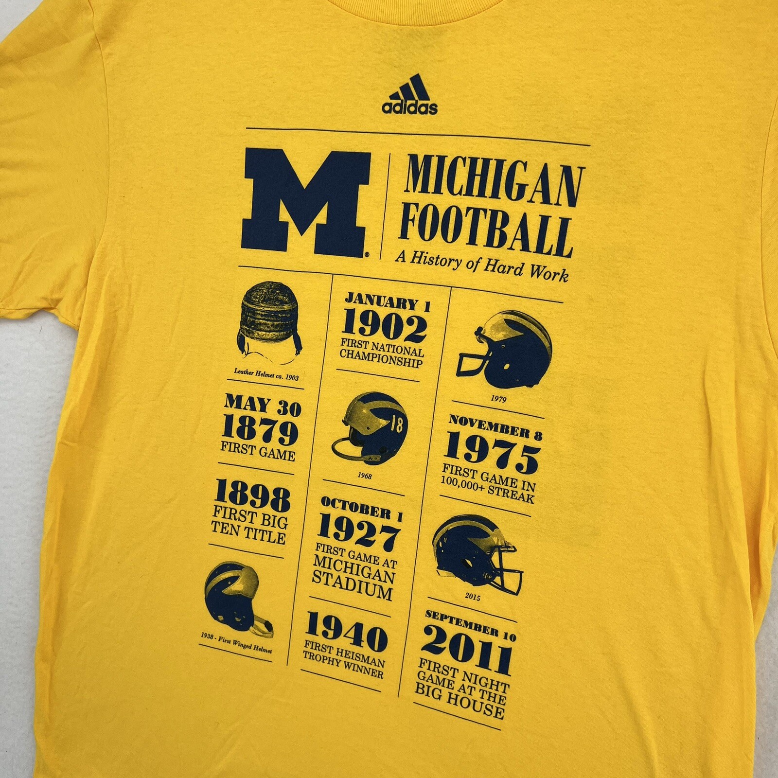 Adidas Michigan Wolverines Football Tradition T-shirt Size L Yellow - 2015 thumbnail 2