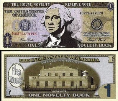 $1 One Dollar Bill Play Funny Money House Reserve Novelty Note + FREE SLEEVE