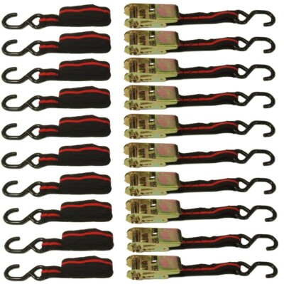 Set of 10 1'' x 10' RATCHET TIE DOWN STRAPS Ratcheting Tow Straps ATV Motorcycle