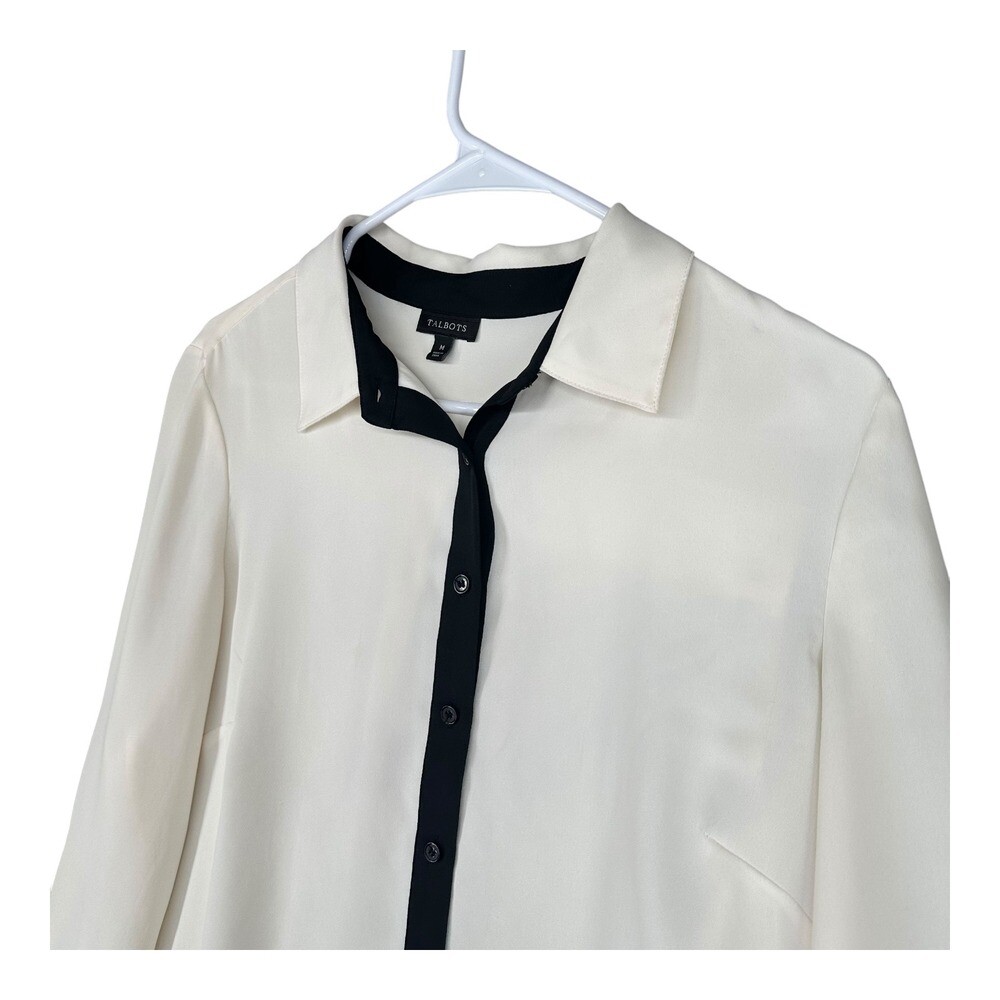 Talbots M Medium Colorblock Button Oversized Blou… - image 5