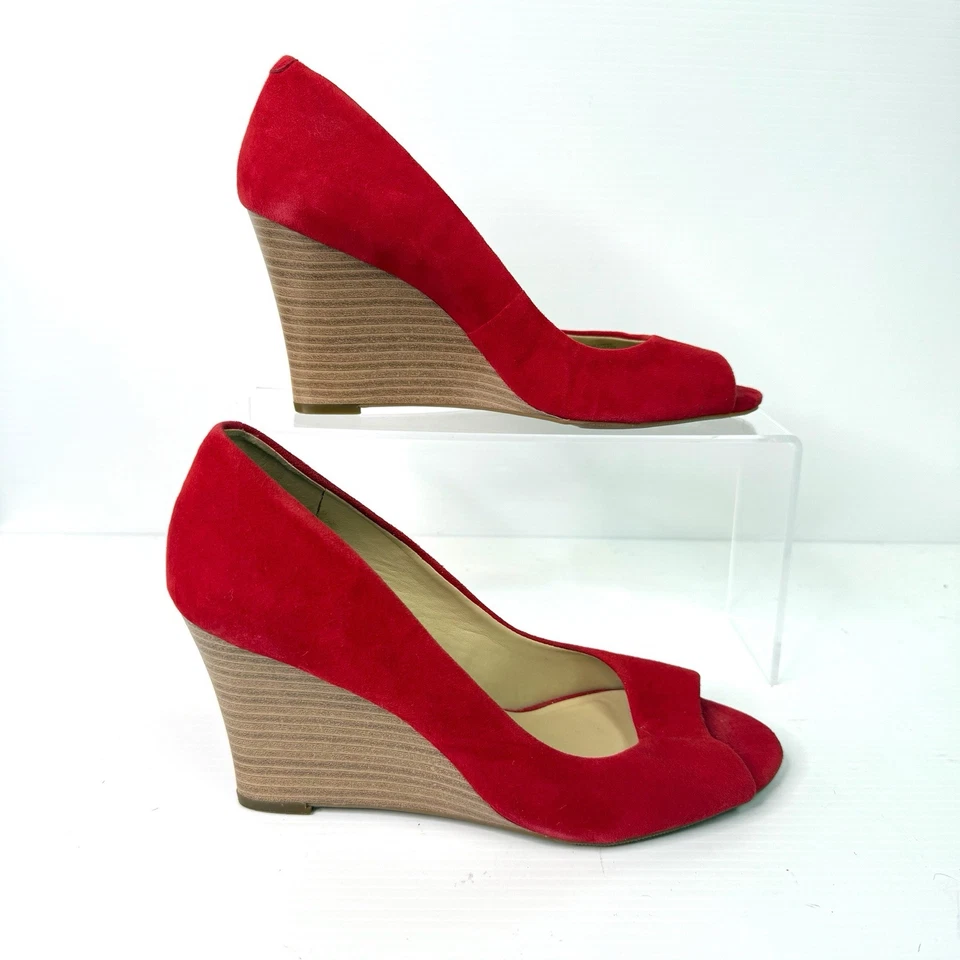 Деревянные клинья на каблуке INC Concepts размер 40 9,5 Aus красная замша с открытым носком - Изображение 3 из 4