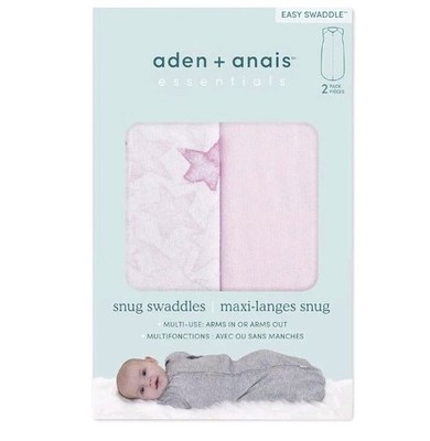 NEU AUSVERKAUF Aden & Anais Pink Twinkling Stars 2er Pack Snug Swaddles 0-3m UVP 32 