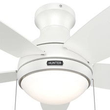 Hunter Fan 44 inch Fresh White Indoor Ceiling Fan with Pull Chain and Light Kit