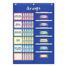 Small Group Management Pocket Chart with 84 Cards for Classroom Blue