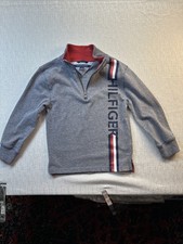 Tommy Hilfiger Boys Youth 1/4 Zip Size M 12-14 Gray Pullover Cotton Polyester