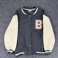 Zara Kids Cute Edition Letterman Jacket Gray Cream Size 4-5 Varsity
