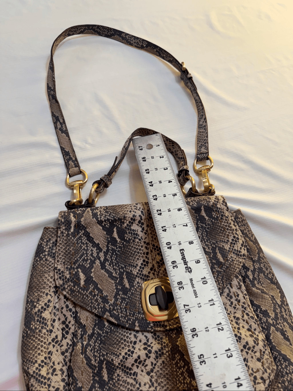 B. Makowsky Python Print Leather Shoulder Bag Han… - image 6