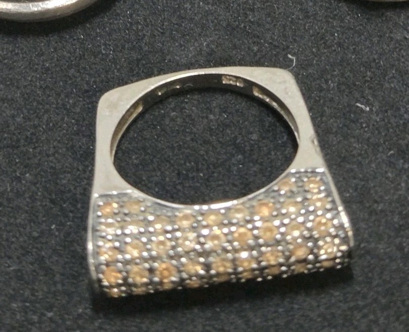 STERLING SILVER AMBER COLORED Stone RING Size 6 U… - image 1