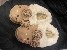 Hello Kitty Faux Fur Slippers New in Dark Brown