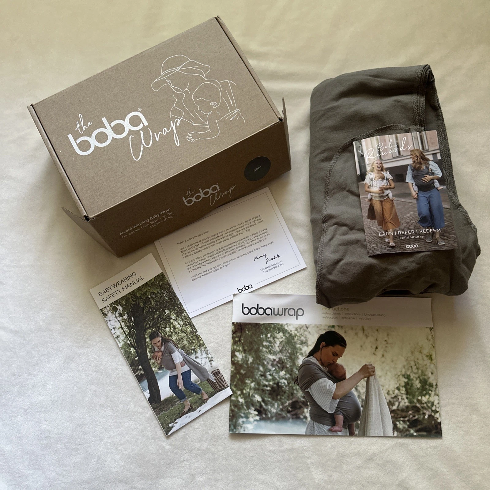 The Boba Wrap Baby Carrier Child Newborn Sling Up to 35lbs. Gray New In Box/Tags
