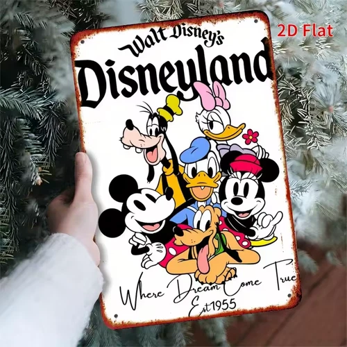 Retro Vintage Style Disneland Mickey Mouse Metal Tin Sign Wall Art
